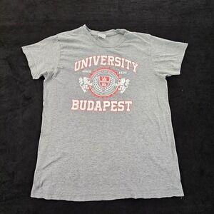 University of Budapest Hungary Gray Short Sleeve Cotton Blend T-Shirt Men's S